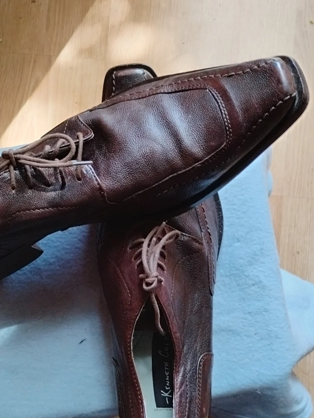 Kenneth Cole Men’s Dark Brown Leather Lace-Up Dress Oxfords Made In Italy